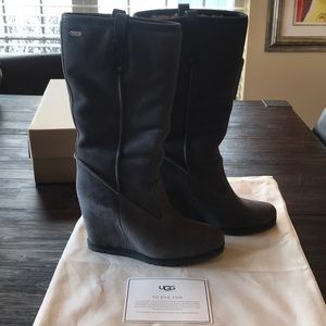 Gray Suede Wedge Ugg Boots Size 10